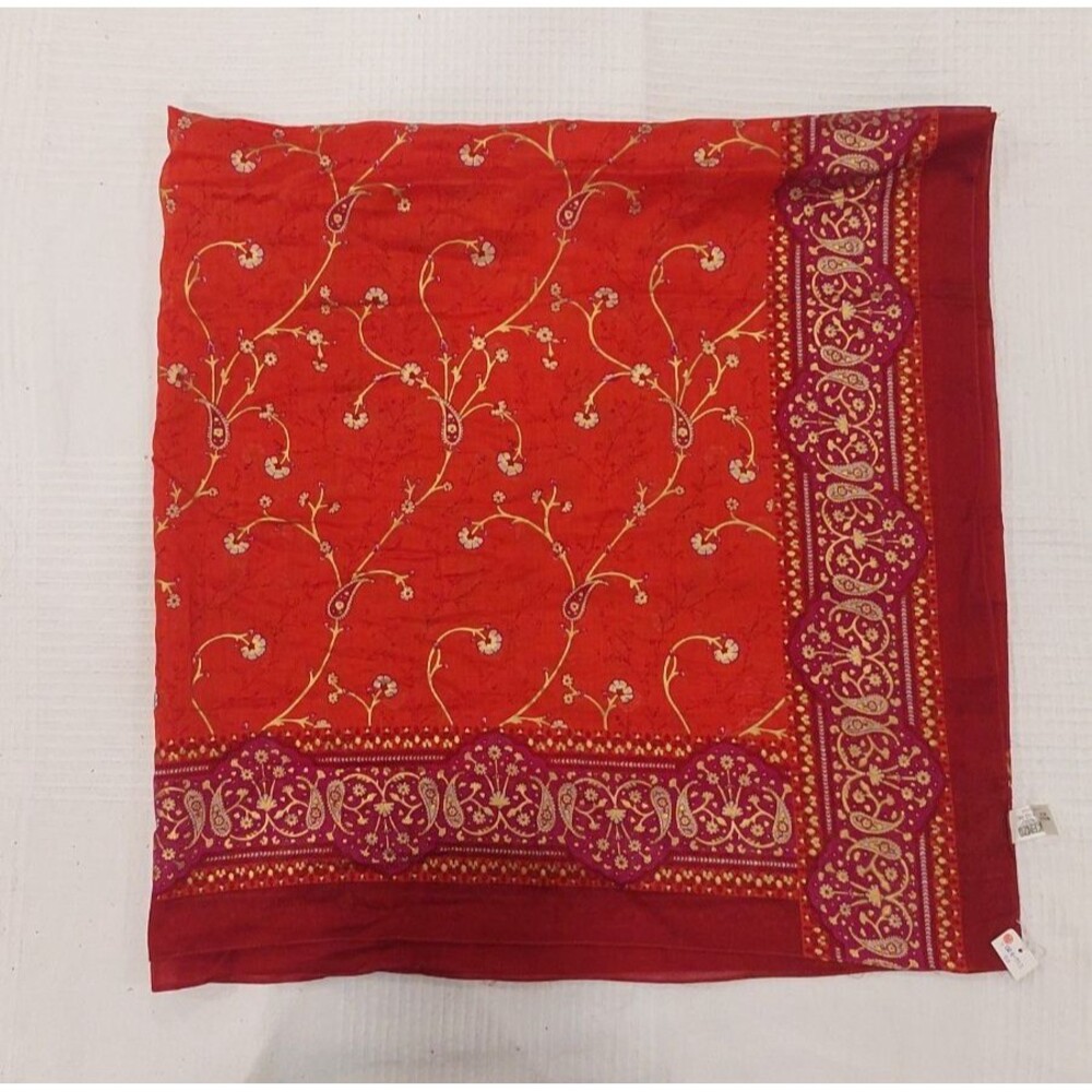 NEW Vintage KENZO RED and Gold 40" SQUARE Cotton Scarf